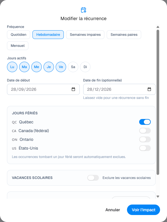 Construire la récurrence une fois