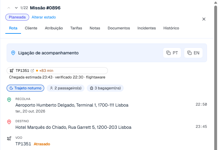 Preparar a receção antes da chegada