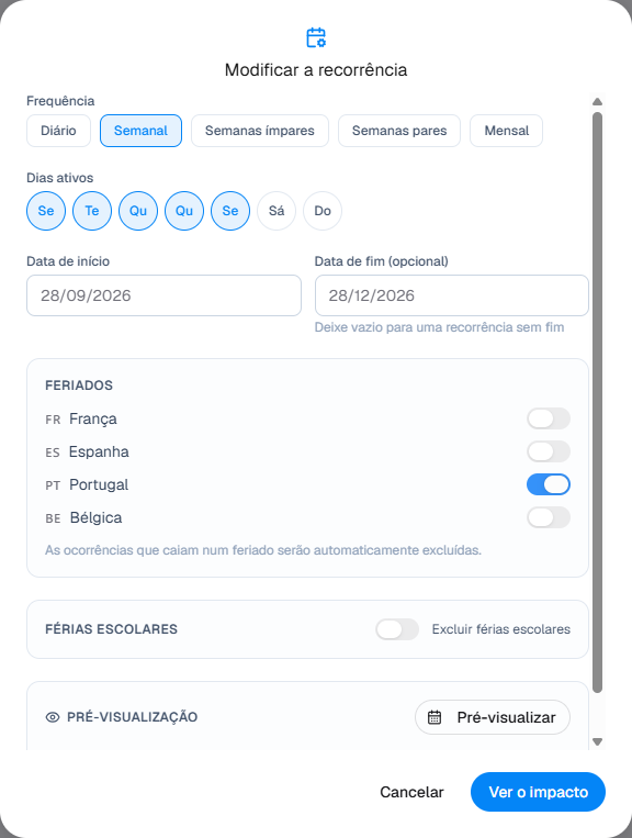 Criar a série uma vez